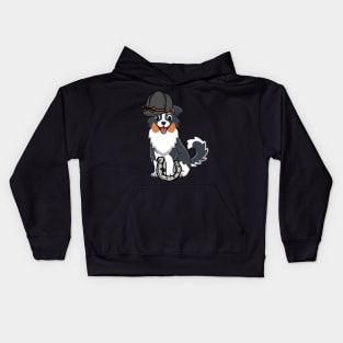 Funny collie dog is ready to ride a horse Kids Hoodie